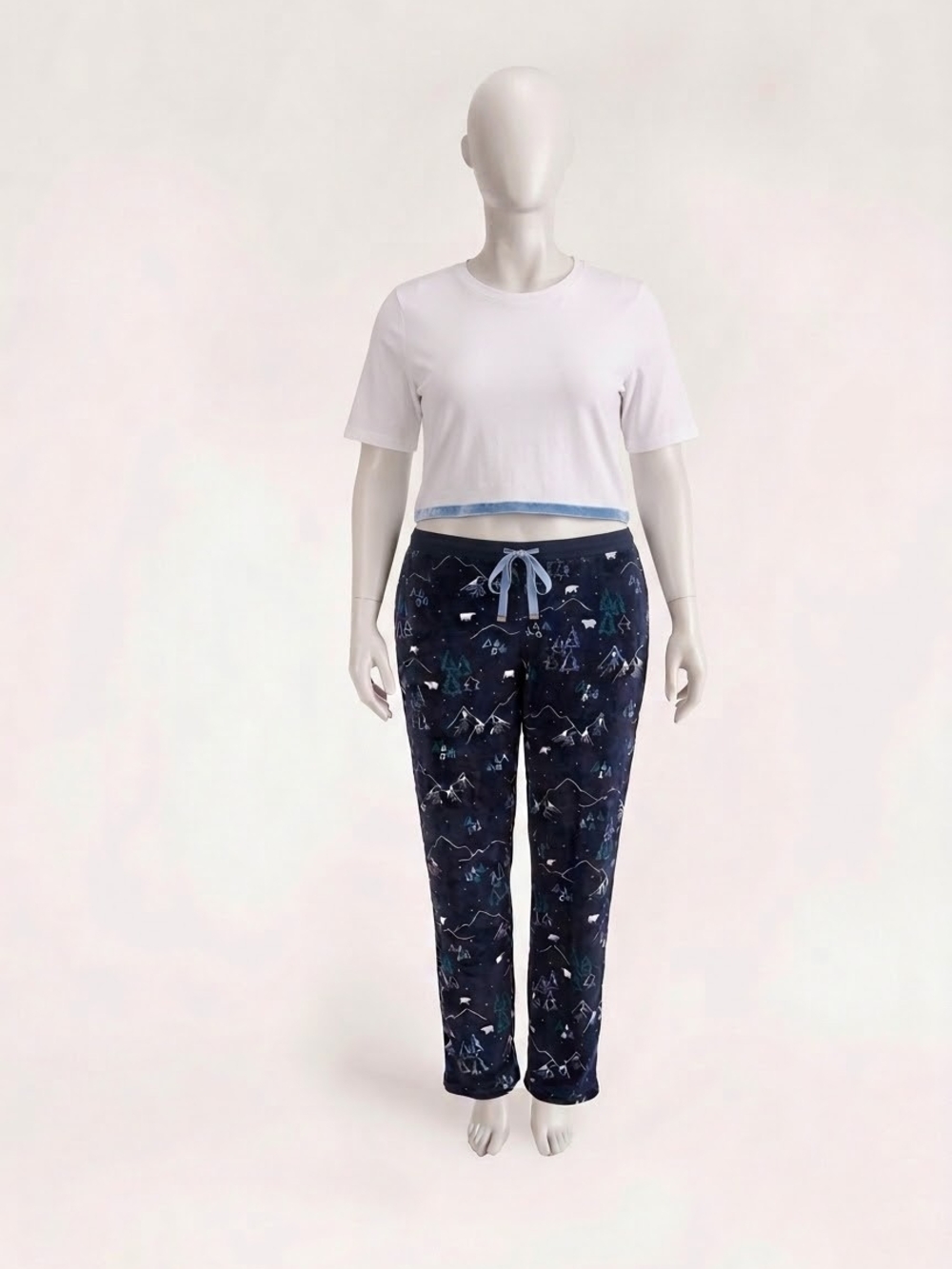 Denver Hayes Fleece Pajama Pants Navy Blue Winter Mountain Polar Bear Print